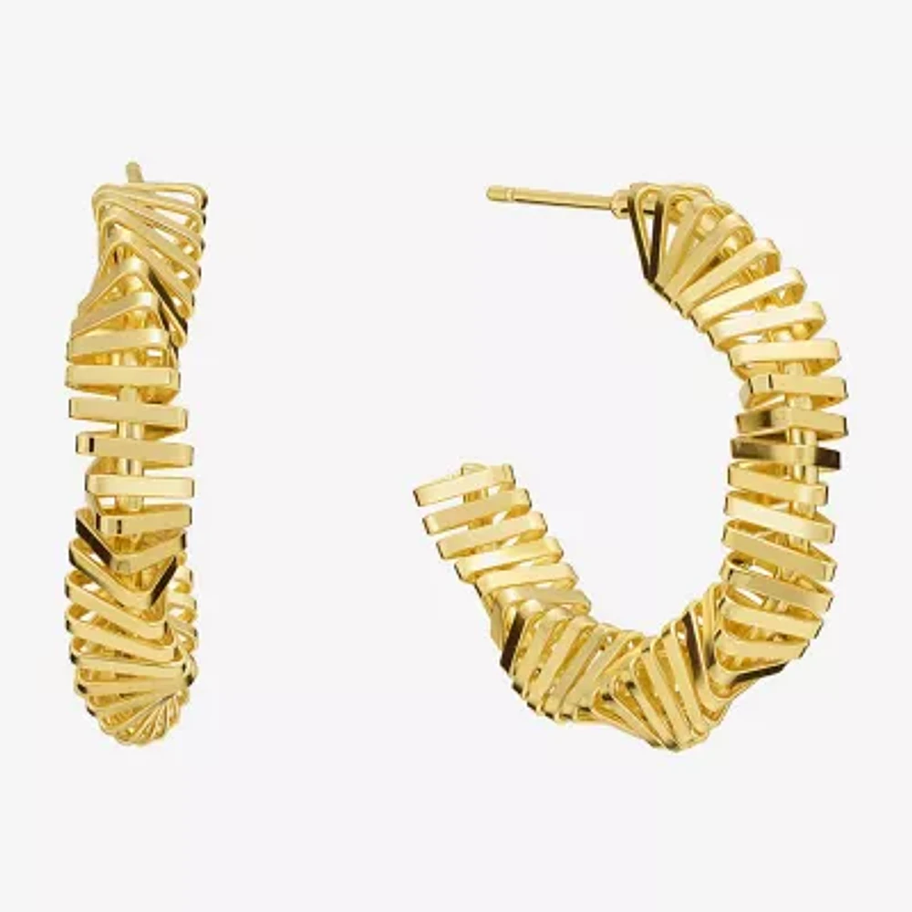 Silver Reflections Womens 14K Gold Over Brass 31.4mm Hoop Earrings