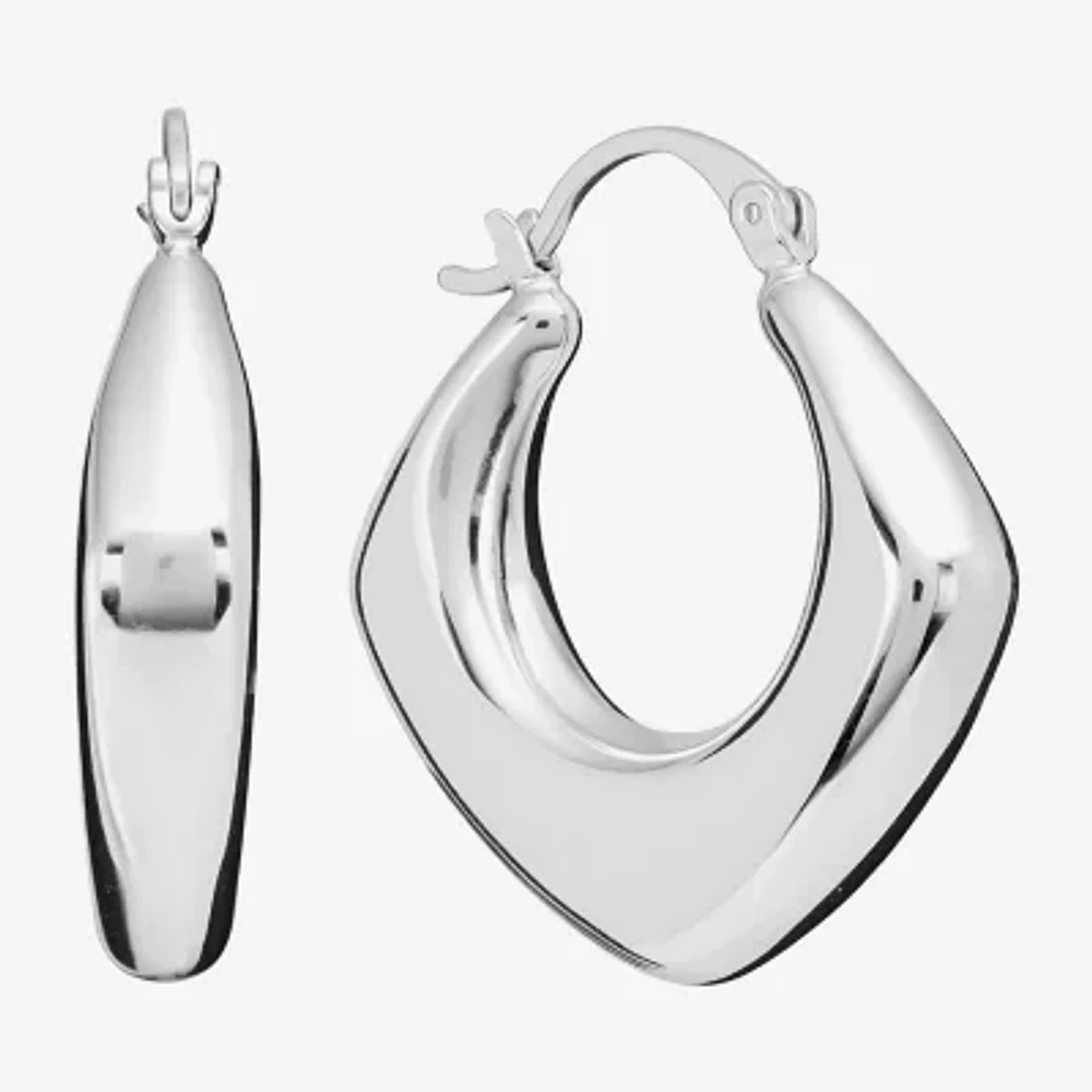 Silver Reflections Womens 31.4mm Hoop Earrings