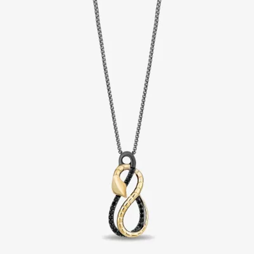 Enchanted Disney Fine Jewelry Womens 1/6 CT. T.W. Natural Black Diamond 14K Gold Over Silver Sterling Silver Infinity 18 Inch Pendant Necklace
