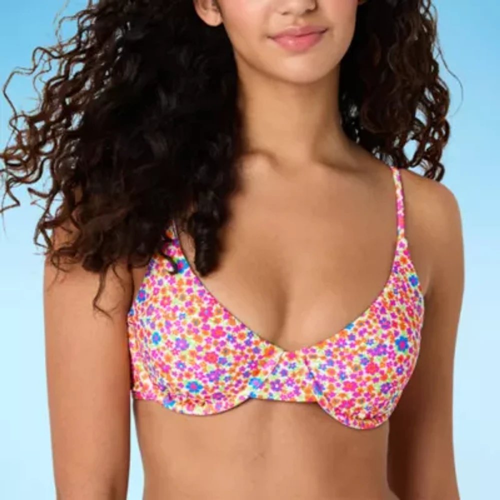 Forever 21 Womens Adjustable Straps Floral Juniors Bralette Bikini Swimsuit Top