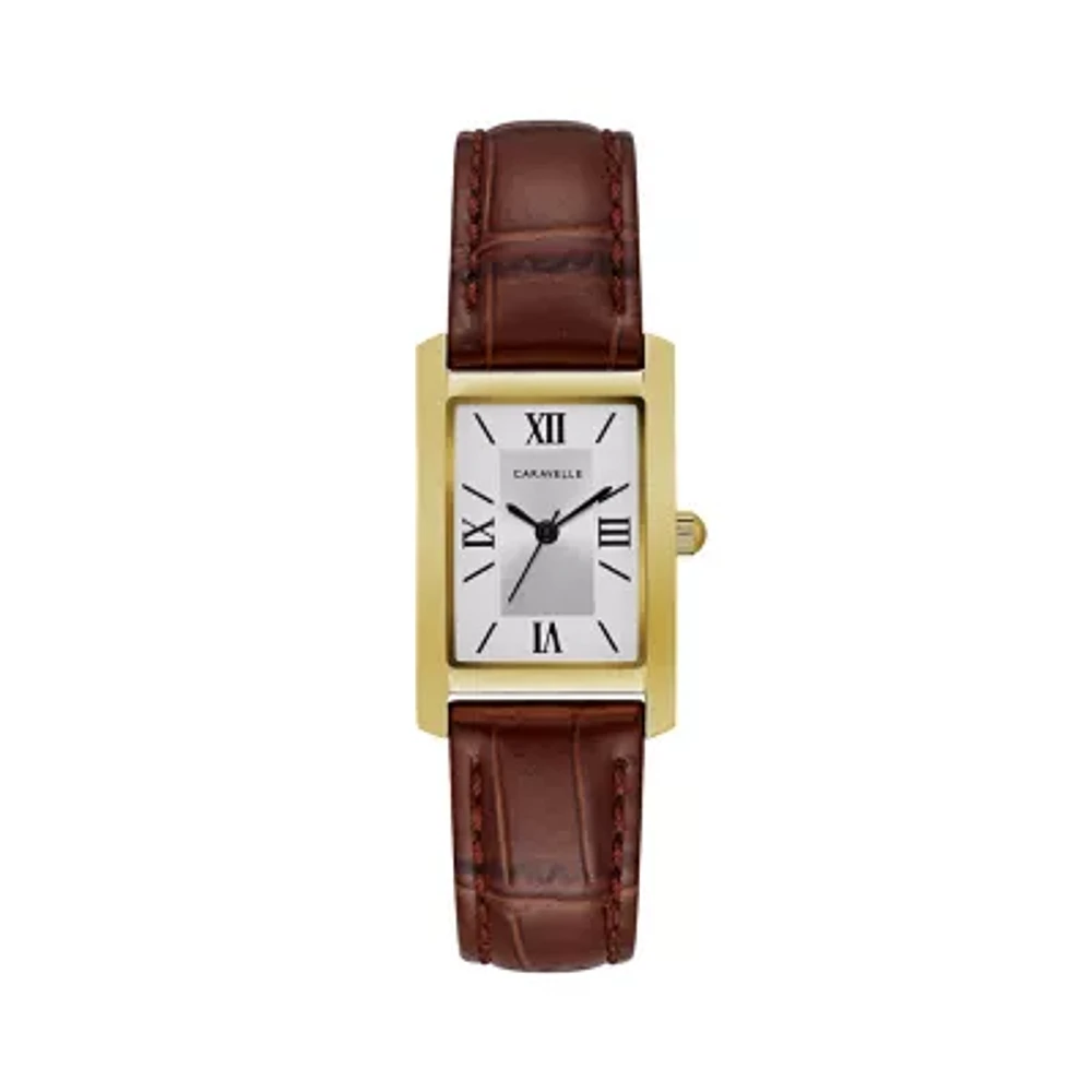 Caravelle Designed By Bulova Womens Brown Leather Strap Watch 44l234