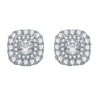 1 CT. T.W. Natural White Diamond 10K White Gold 9.6mm Cushion Stud Earrings