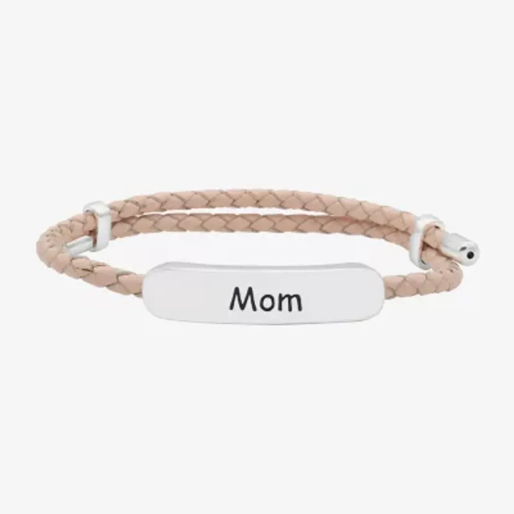 Sparkle Allure Pink Leather Mom Womens Bar Bolo Bracelet