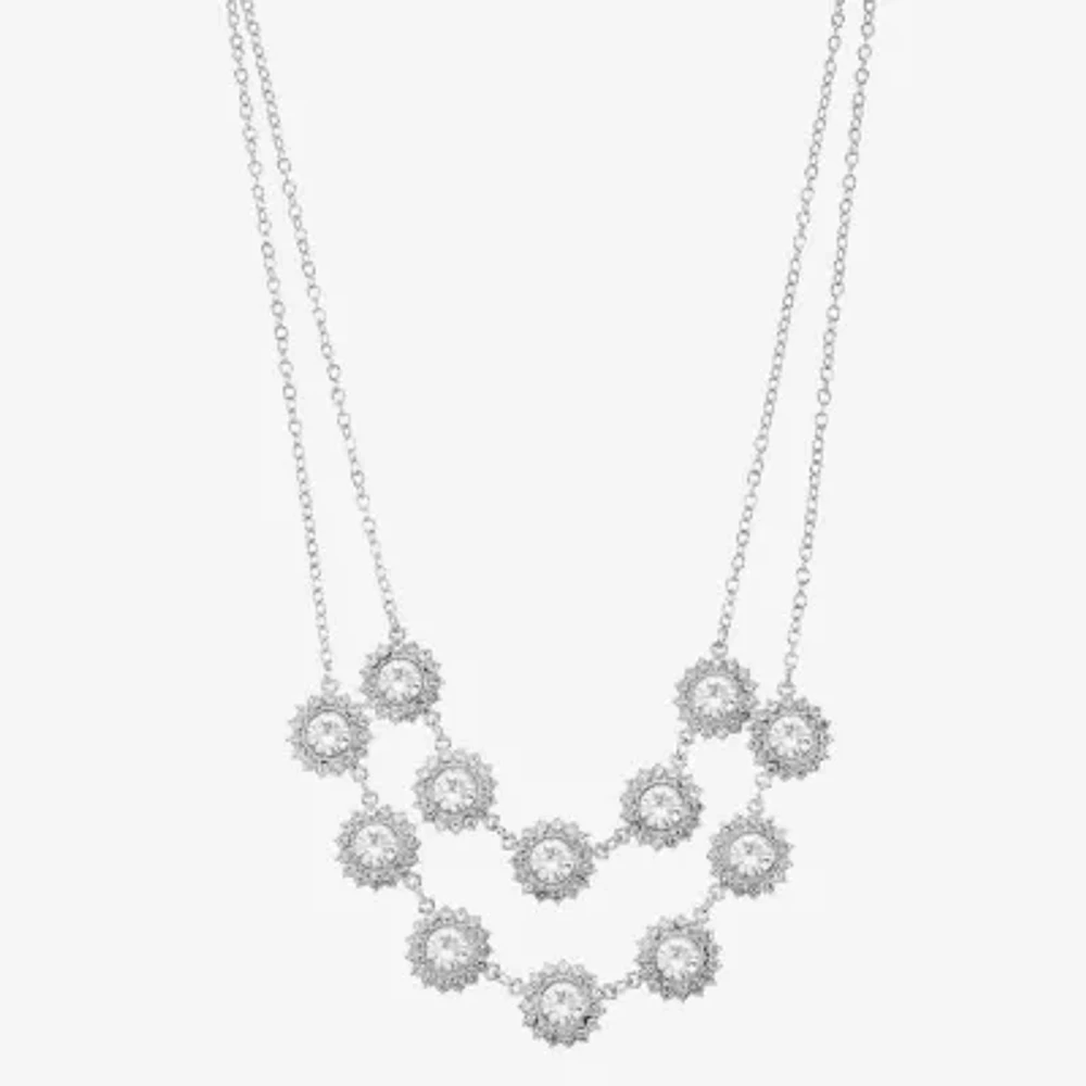 Monet Jewelry Timeless Silver Tone Layered Womens Glass 18 Inch Strand Necklace