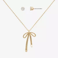 Mixit Womens Cubic Zirconia Bow Hypoallergenic 2-pc. Jewelry Set