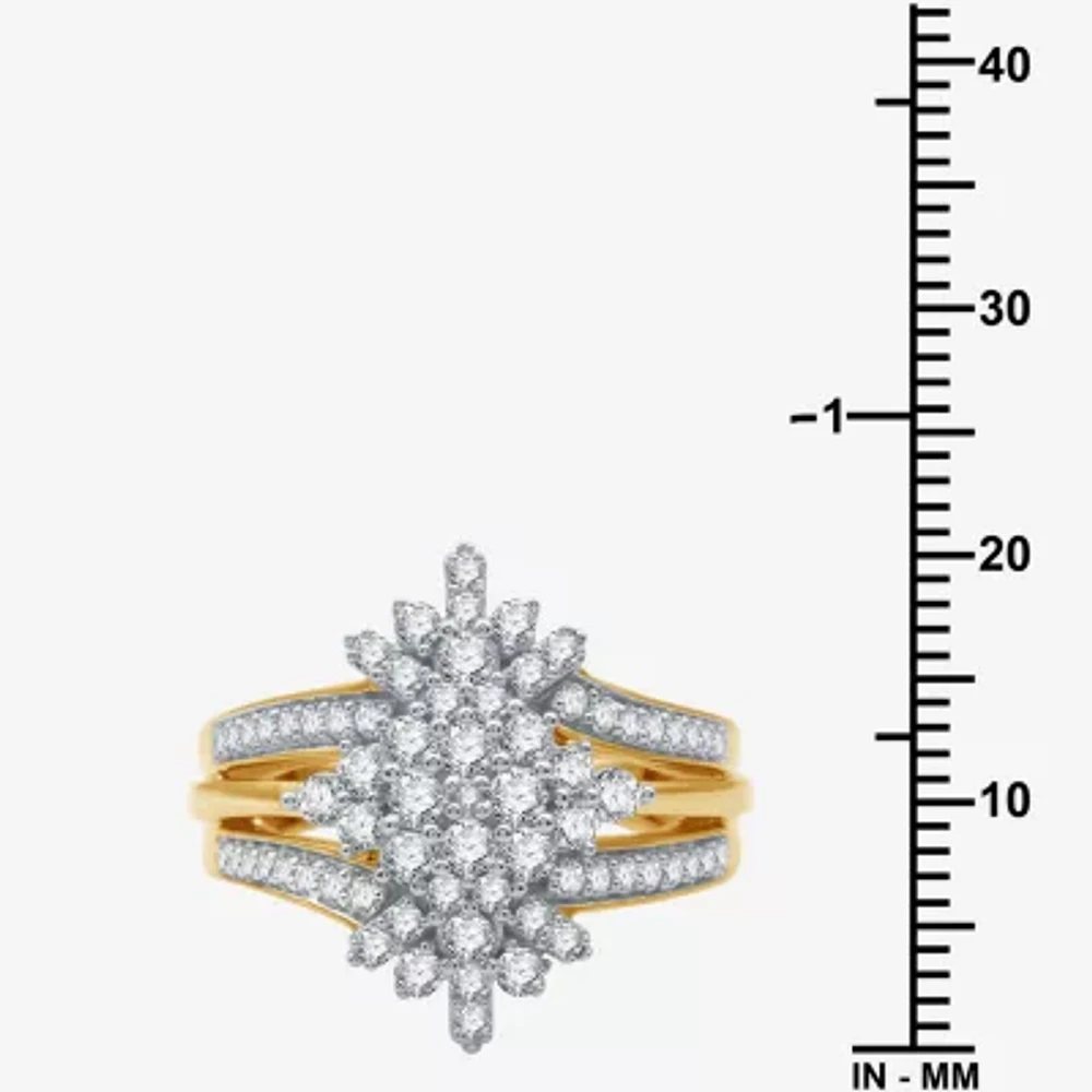 (H-I / I1) Womens 1 CT. T.W. Lab Grown Diamond 10K Gold Cocktail Ring