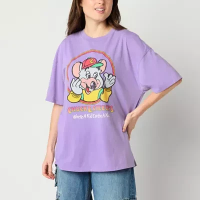 Chuck E. Cheese'S Oversized Tee Womens Crew Neck Short Sleeve Oversized Juniors Graphic T-Shirt