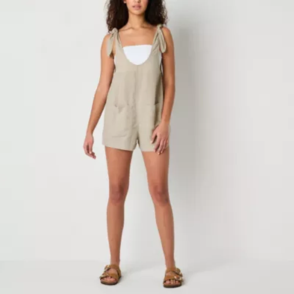 Arizona Sleeveless Womens Shortalls-Juniors