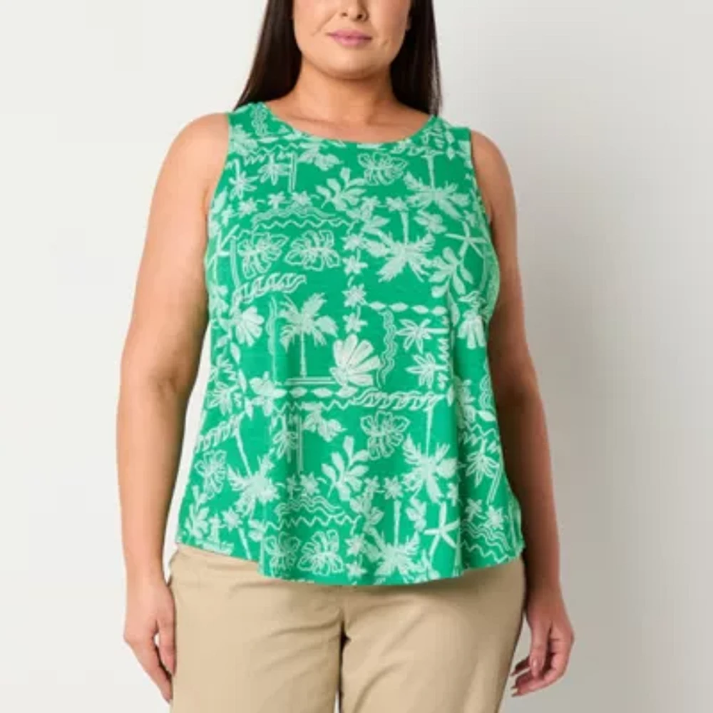 St. John's Bay Womens Scoop Neck Sleeveless Plus Tank Top
