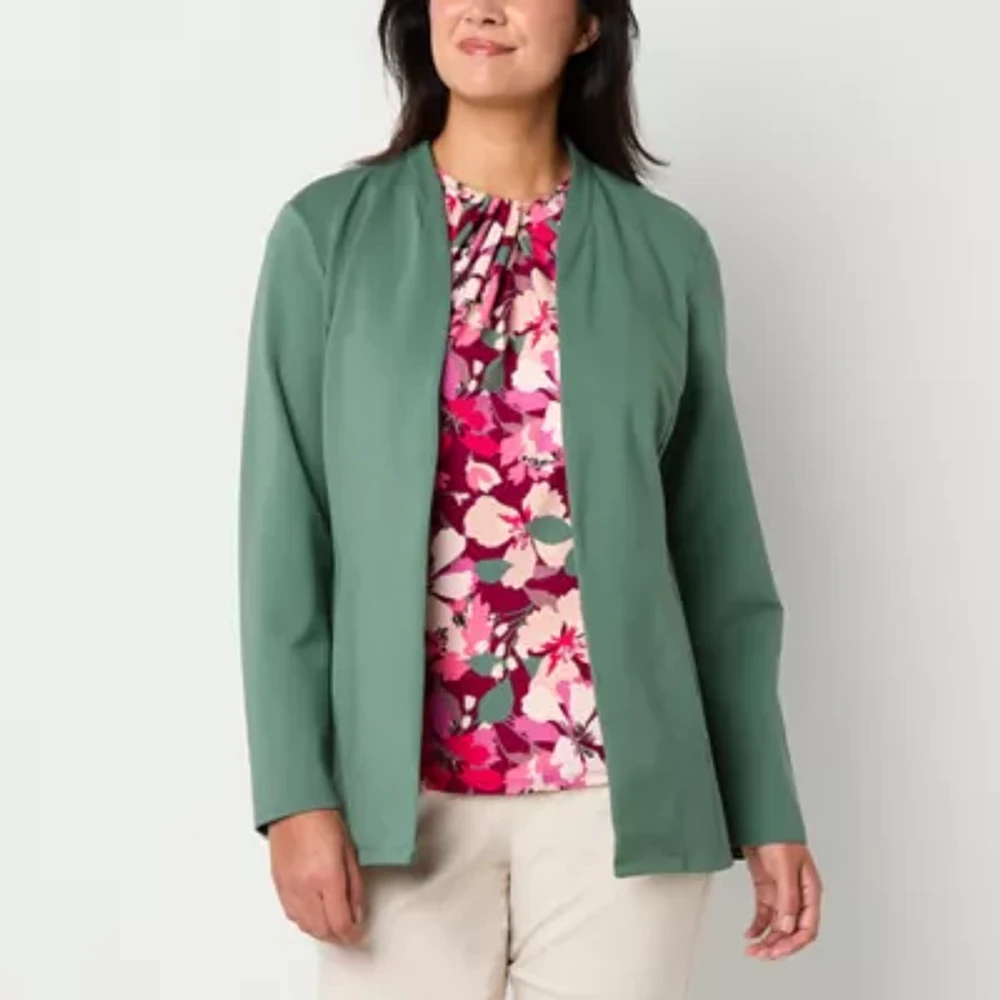 Liz Claiborne Womens Long Sleeve Open Front Cardigan