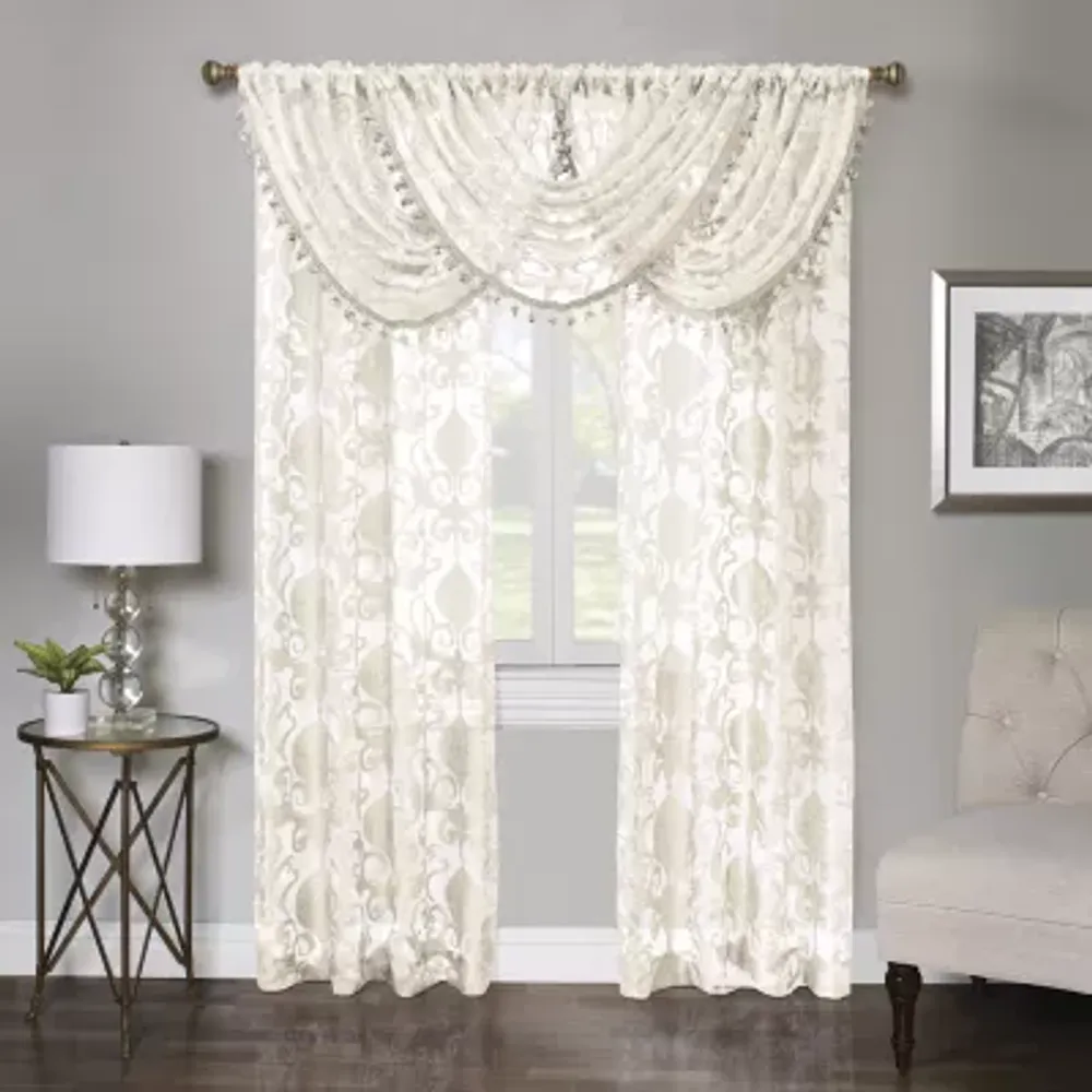 Regal Home Lombardi Floral Rod Pocket Sheer Single Curtain Panel