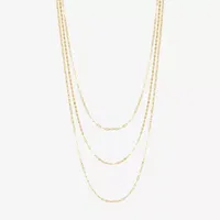 Layered Look Womens 14K Gold 20 Inch Paperclip Chain Necklace