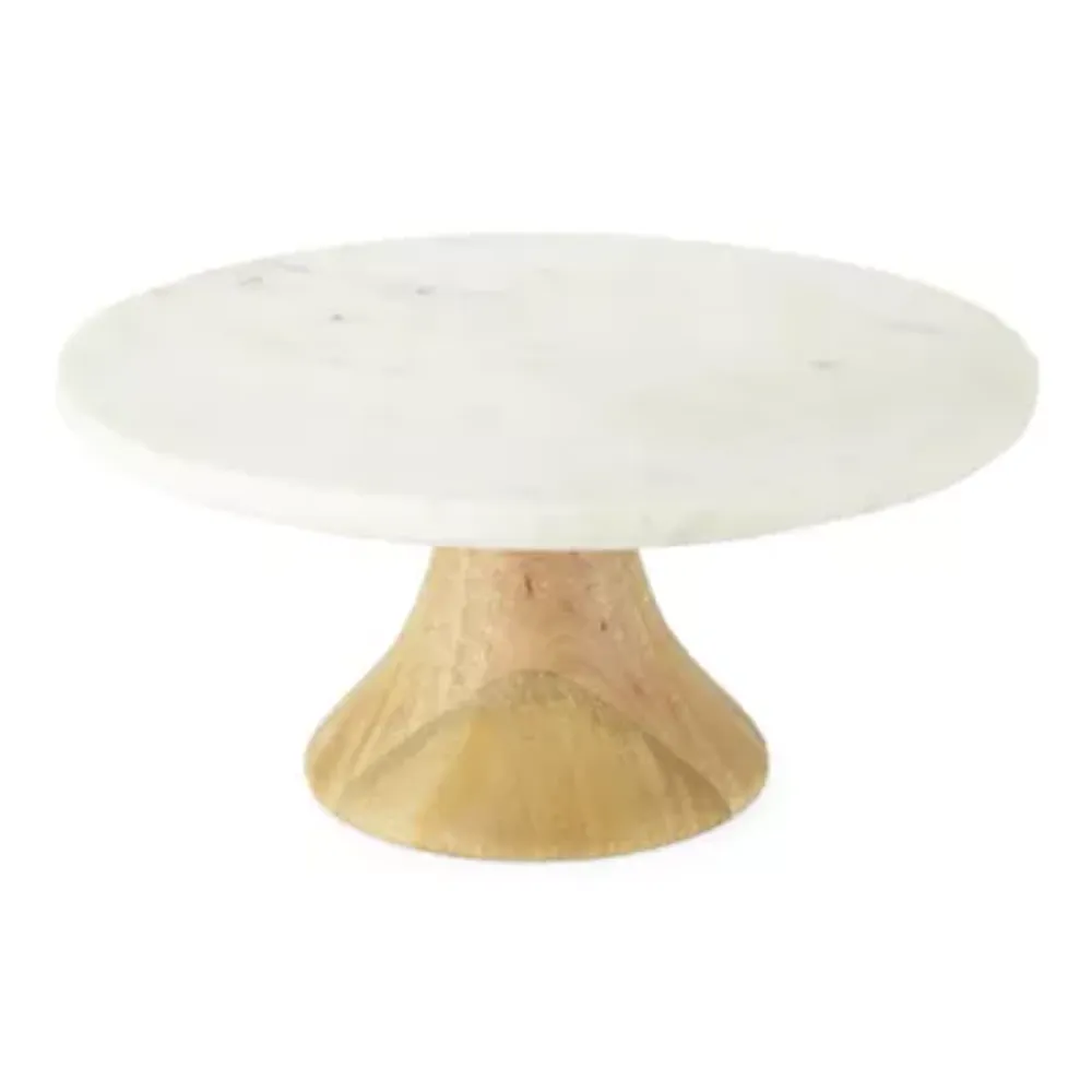 Linden Street Marble Wood Cake Stand