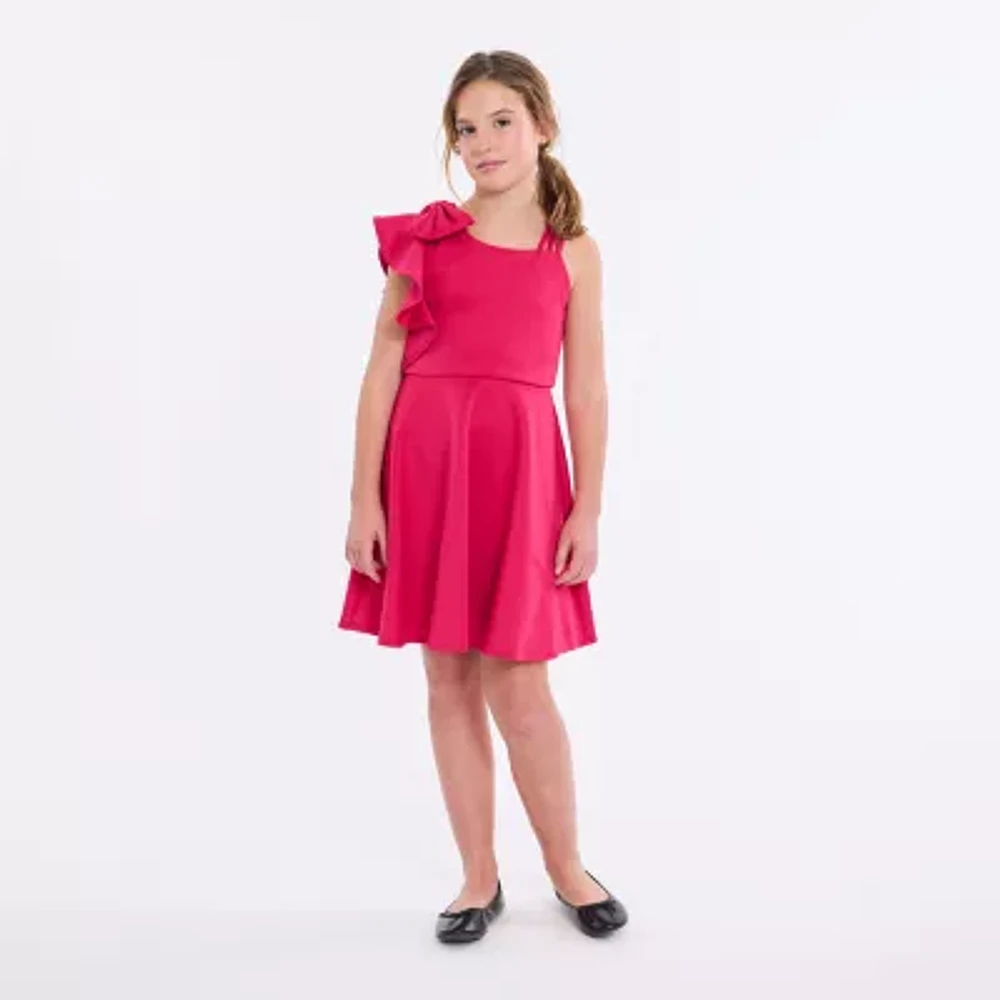 Bonnie Jean Big Kid Girls Sleeveless One Shoulder Sleeve Flower Girl Fit + Flare Dress