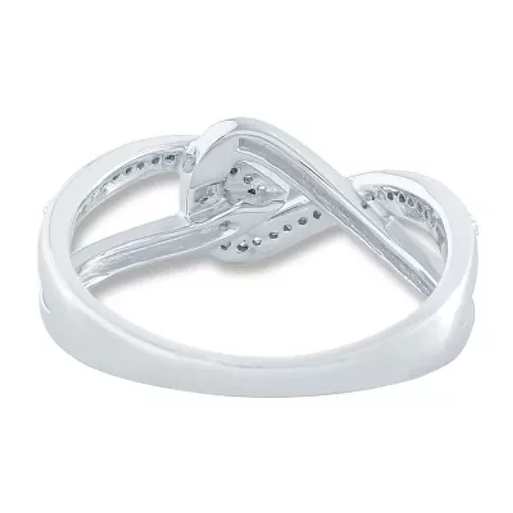 Womens 1/8 CT. T.W. Natural White Diamond Sterling Silver Bypass Promise Ring