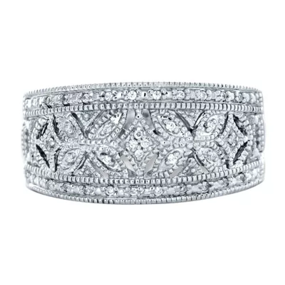 Womens 1/10 CT. T.W. Natural White Diamond Sterling Silver Promise Ring
