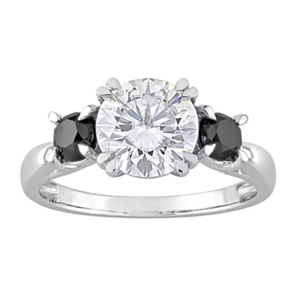 Womens 3/4 CT. T.W. Lab Created White Moissanite 10K Gold 3-Stone Engagement Ring