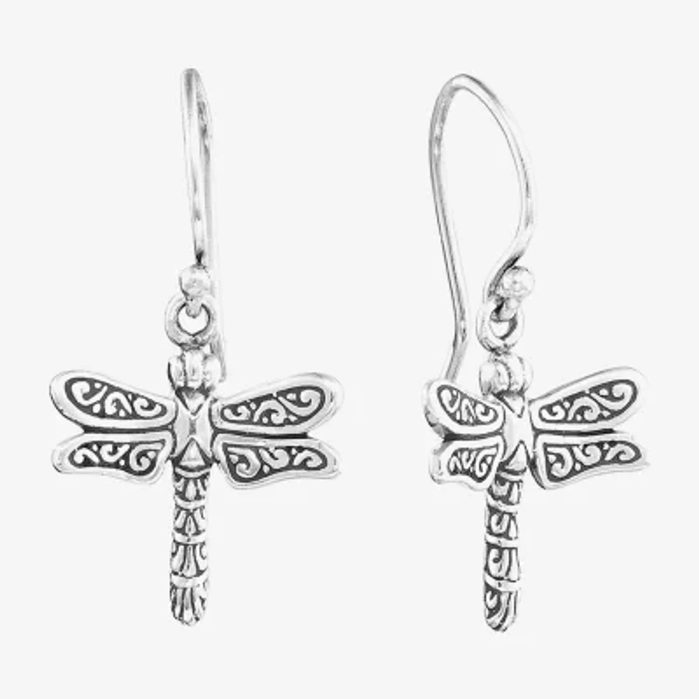 Bali Inspired Womens Sterling Silver Round Drop Earrings