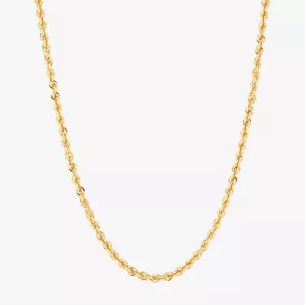 Unisex Adult 10K Gold 18 Inch Rope Chain Necklace