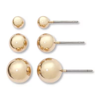 Mixit Womens Ball Hypoallergenic 3 Pair Earring Set