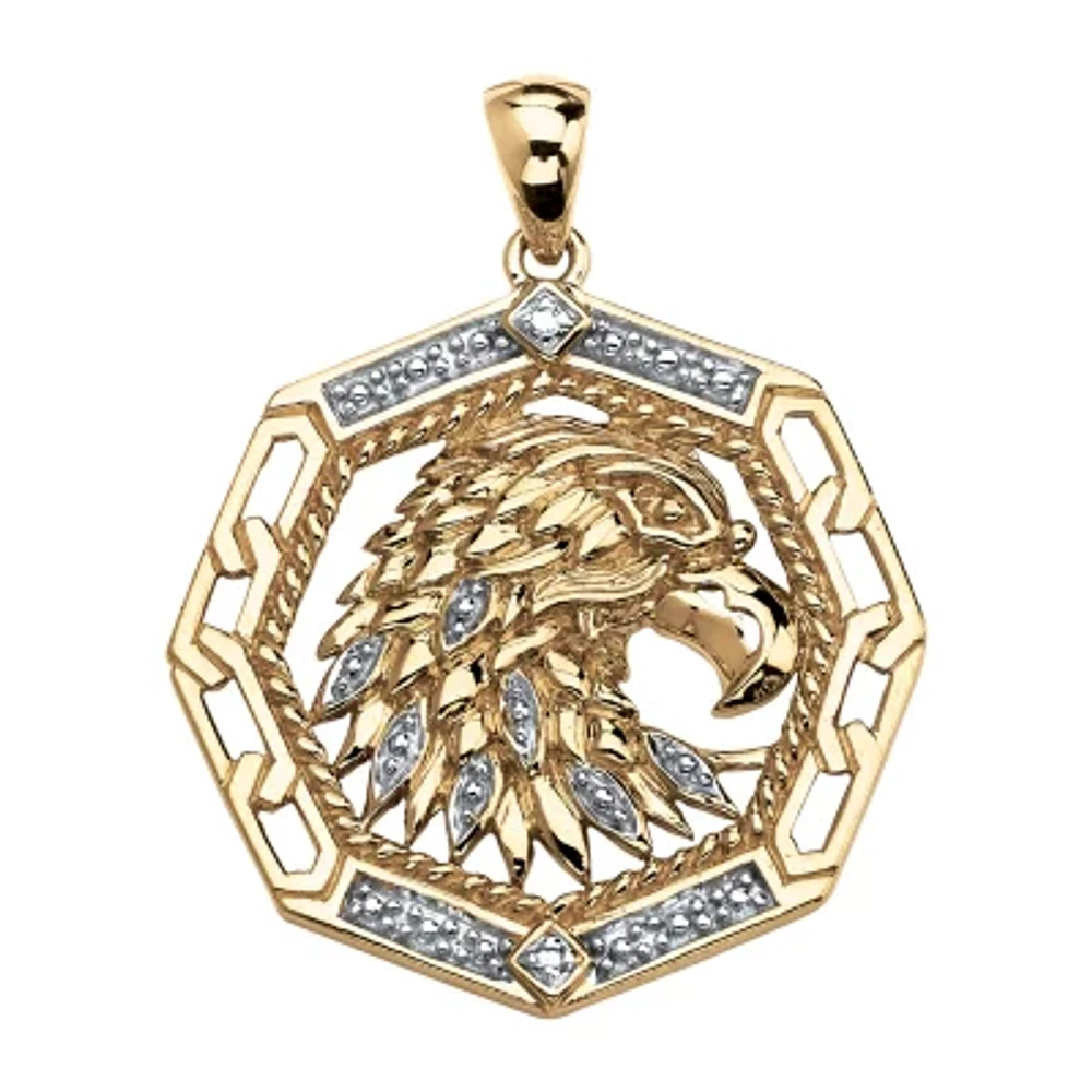 Eagle Mens Diamond Accent Natural White Diamond 18K Gold Over Silver Pendant