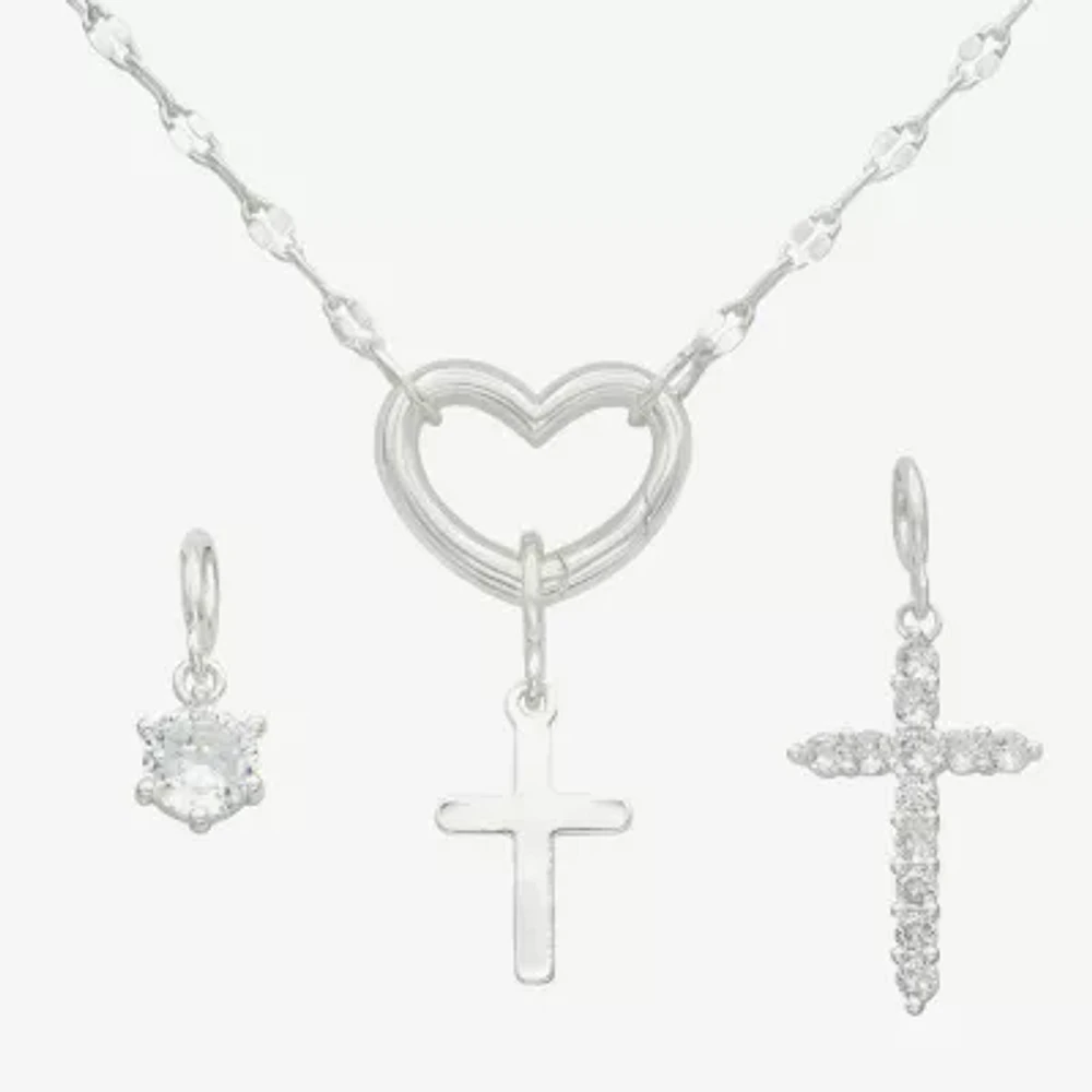 Sparkle Allure Womens Cubic Zirconia Cross 3-pc. Pendant Necklace Set