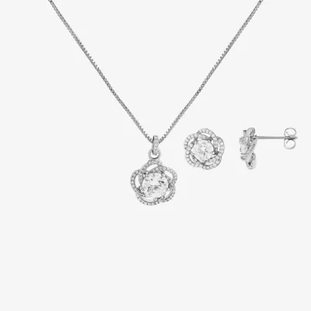 Sparkle Allure Womens Cubic Zirconia Pure Silver Over Brass Knot 2-pc. Jewelry Set