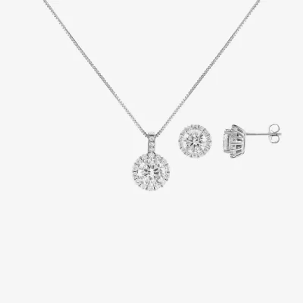Sparkle Allure Womens Cubic Zirconia Pure Silver Over Brass Round 2-pc. Jewelry Set
