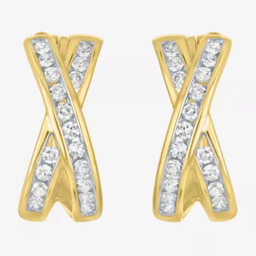 (G-H / I1-I2) Womens 1/3 CT. T.W. Lab Grown White Diamond 10K Gold 12.8mm Hoop Earrings