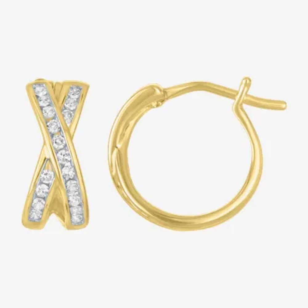 (G-H / I1-I2) Womens 1/3 CT. T.W. Lab Grown White Diamond 10K Gold 12.8mm Hoop Earrings