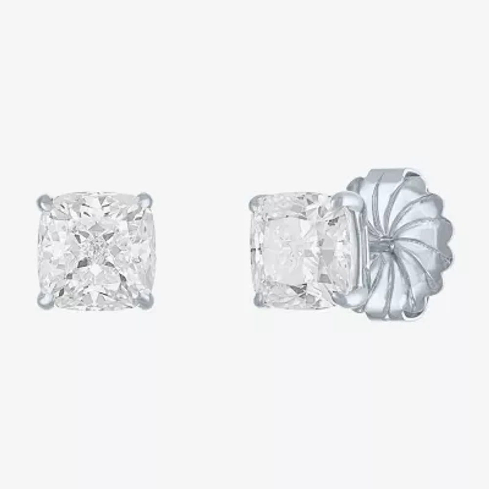 (H-I / Vs2-Si1) 4 CT. T.W. Lab Grown White Diamond 14K Gold 7mm Cushion Stud Earrings