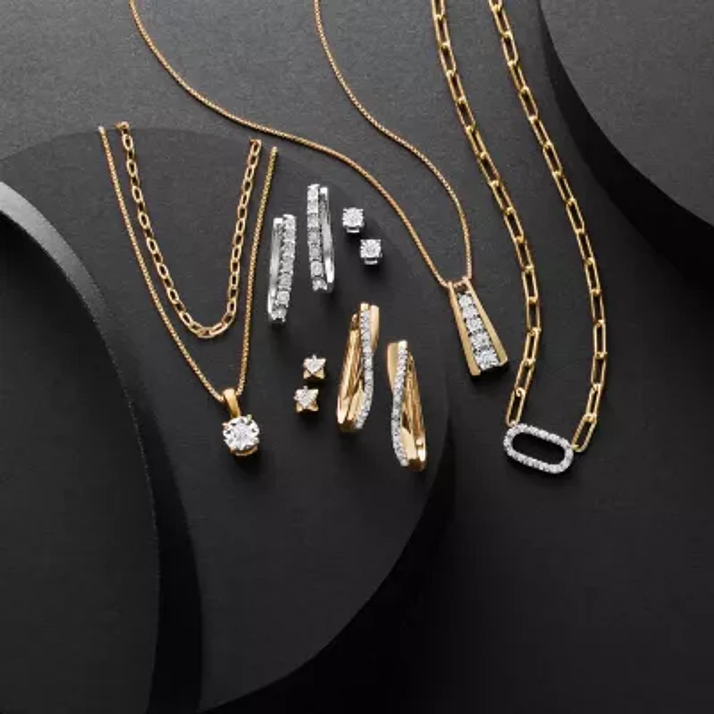 Yes, Please! Womens 1/10 CT. T.W. Natural White Diamond 14K Gold Over Silver 2 Pair Earring Set