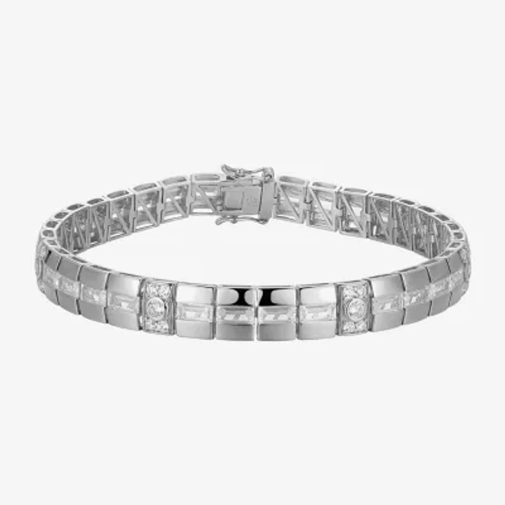 Mens Sterling Silver Solid Round 8 1/2 Inch Link Bracelet