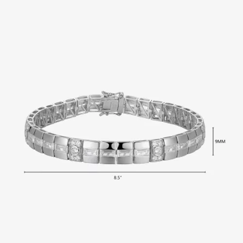 Mens Sterling Silver Solid Round 8 1/2 Inch Link Bracelet