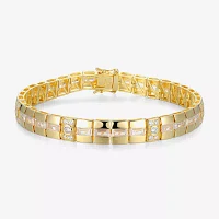 Mens 18K Gold Over Silver Solid Round 8 1/2 Inch Link Bracelet