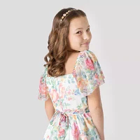Rare Editions Little & Big Kid Girls Short Sleeve Flutter Sleeve Fit + Flare Dress