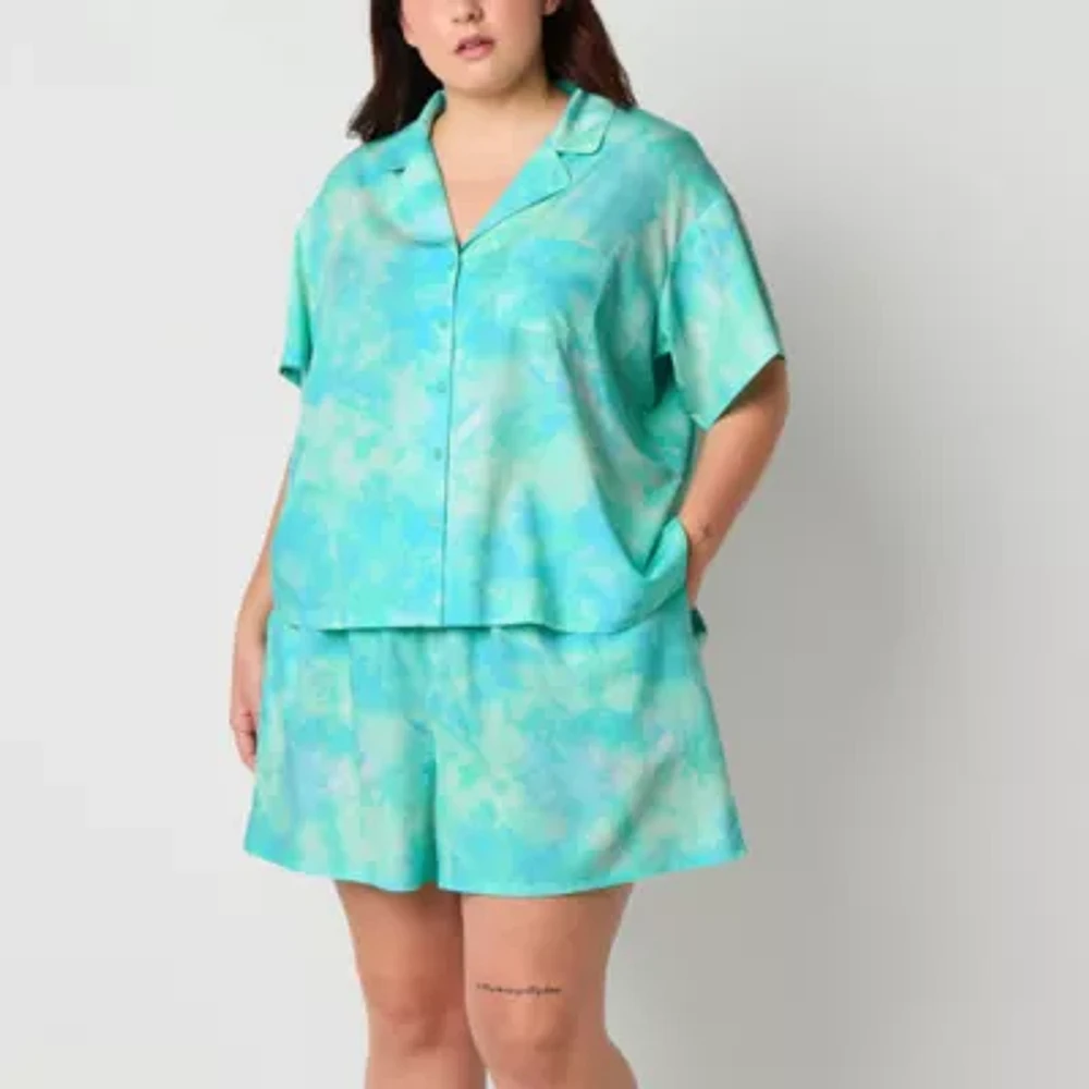 Sleep Chic Womens Short Sleeve 2-pc. Plus Pajama Sets