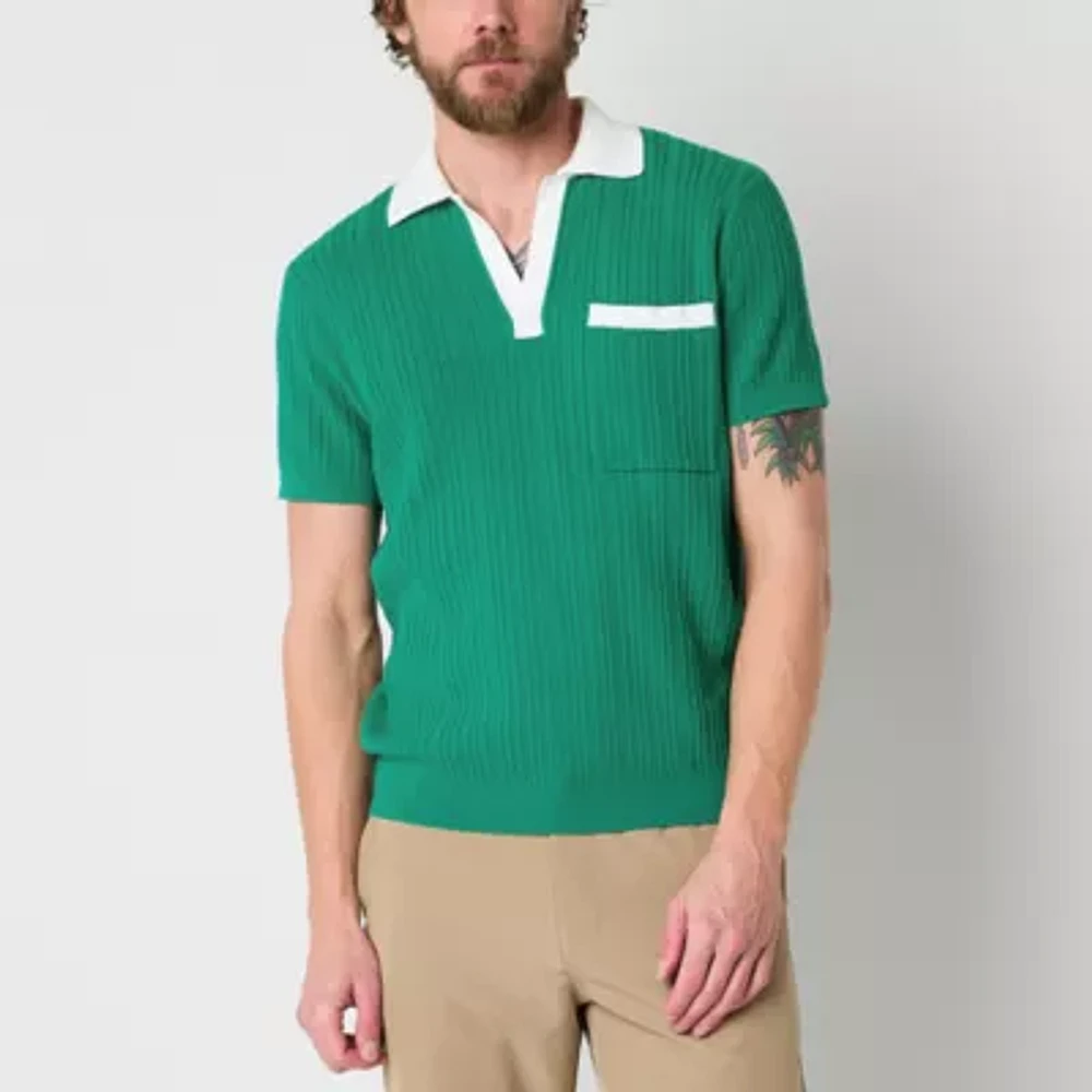 Xersion Lightweight Johnny Collar Sweater Mens Regular Fit Short Sleeve Polo Shirt