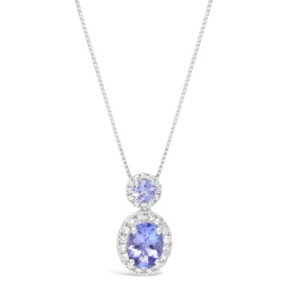 Womens 1/6 CT. T.W. Genuine Blue Tanzanite 10K White Gold 18 Inch Pendant Necklace