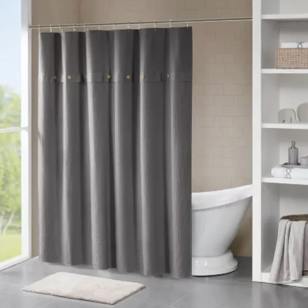 Madison Park Rianon Finley Cotton Waffle Weave Textured Shower Curtain