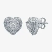 Womens 1/10 CT. T.W. Natural White Diamond Sterling Silver Heart 2-pc. Jewelry Set