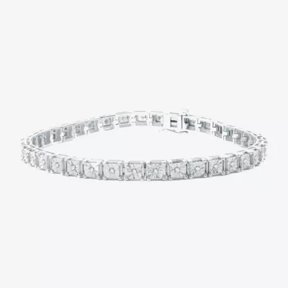 Womens 1/2 CT. T.W. Natural White Diamond Sterling Silver 7.5 Inch Tennis Bracelet