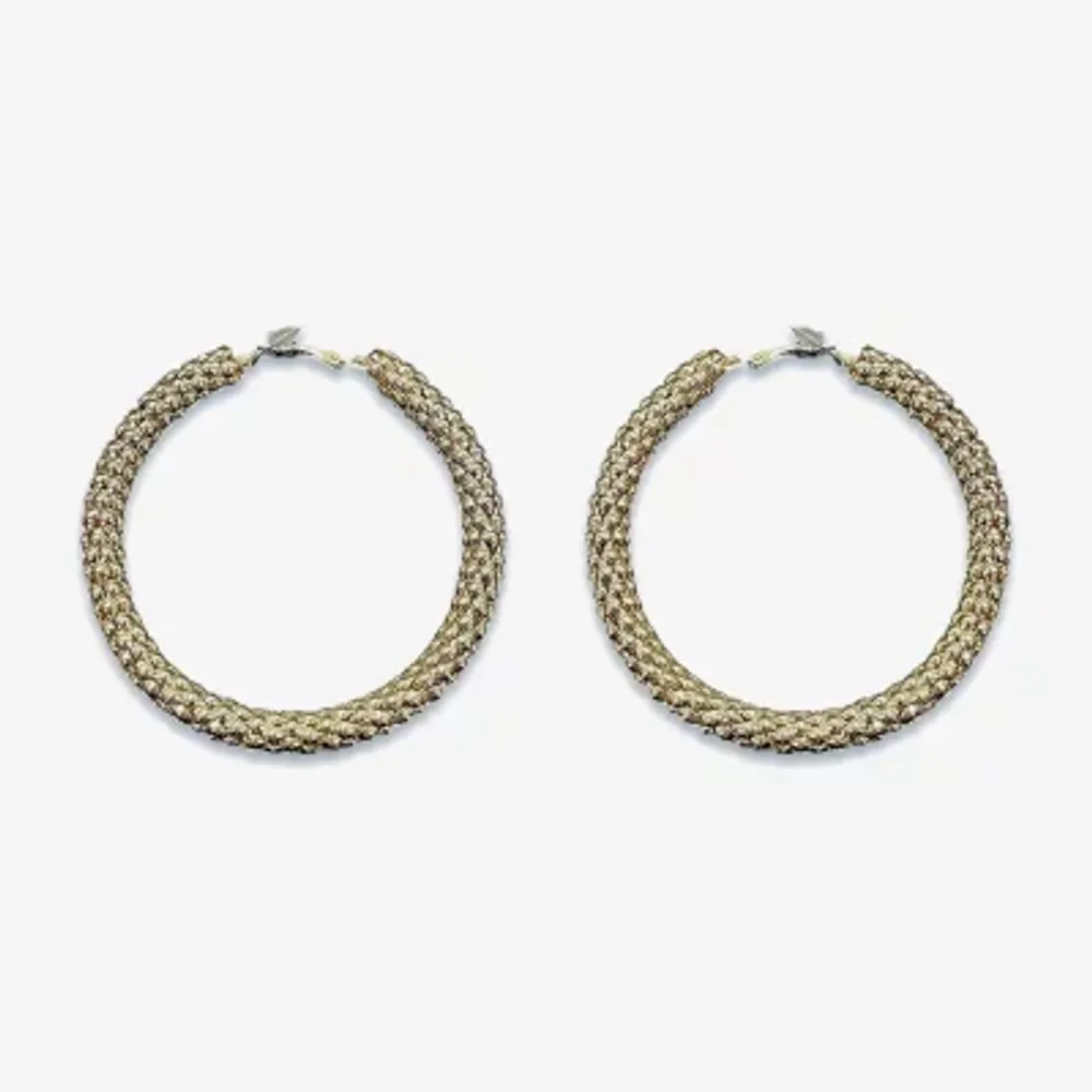 Bijoux Bar Gold Tone Metal Womens 1 1/2 Inch Circle Hoop Earrings