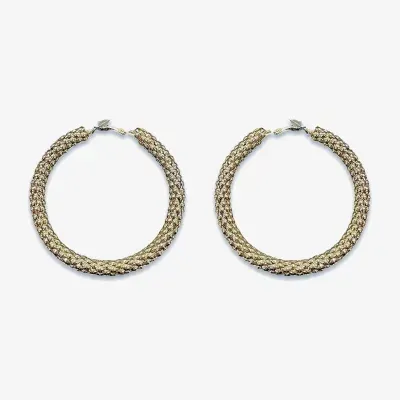 Bijoux Bar Gold Tone Metal Womens 1 1/2 Inch Circle Hoop Earrings