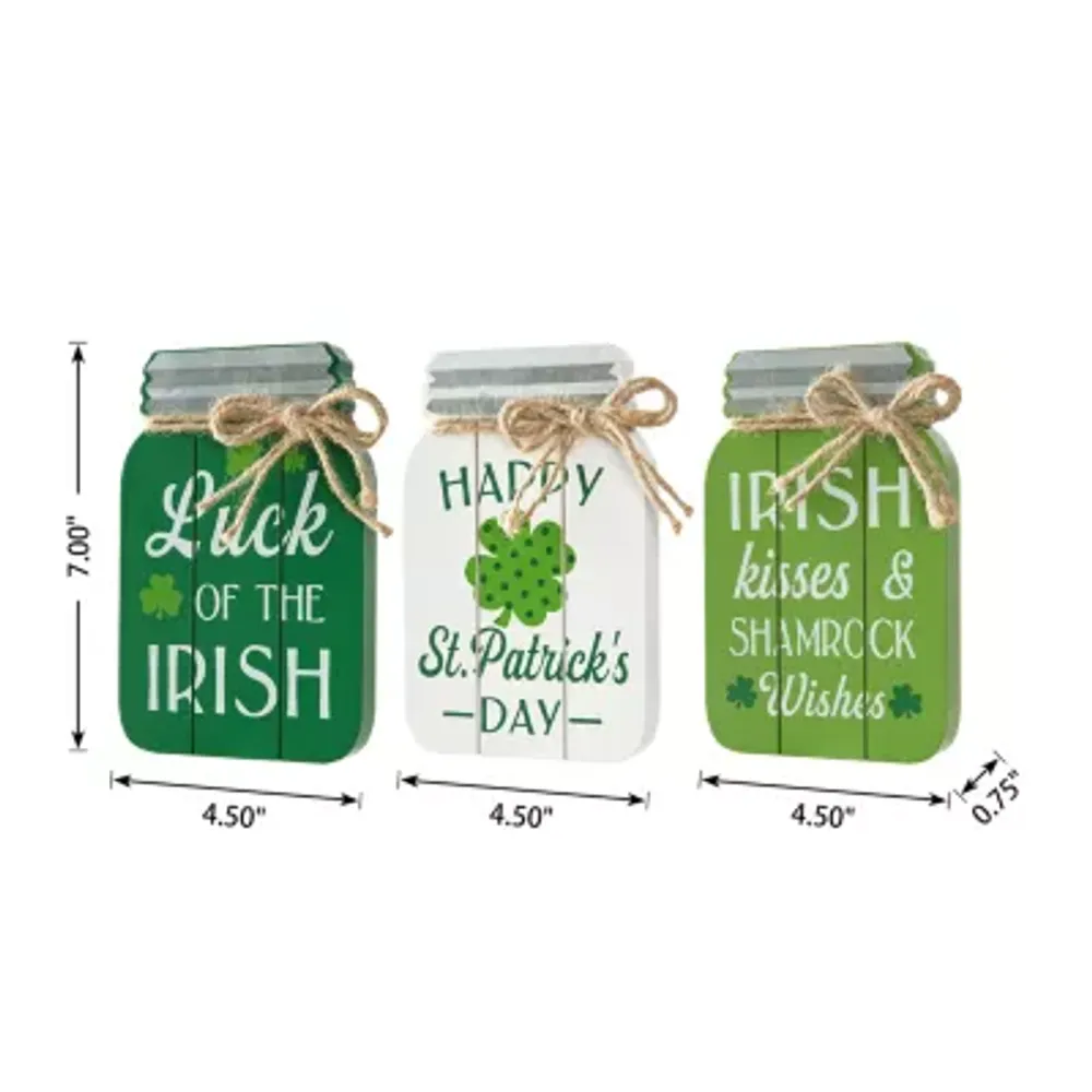 Glitzhome "7""H" 3-pc. St. Patricks Day Tabletop Decor