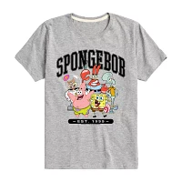 Little & Big Kid Boys Crew Neck Short Sleeve Regular Fit Spongebob Graphic T-Shirt