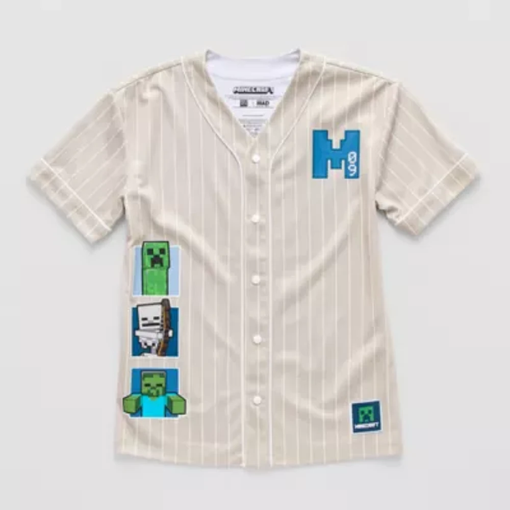 Little & Big Kid Boys V Neck Minecraft Short Sleeve Jersey