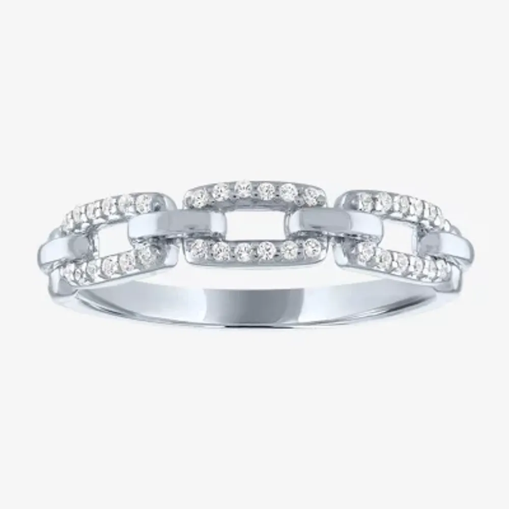 Diamond Addiction Womens 1/6 CT. T.W. Natural White 10K Gold Paperclip Band