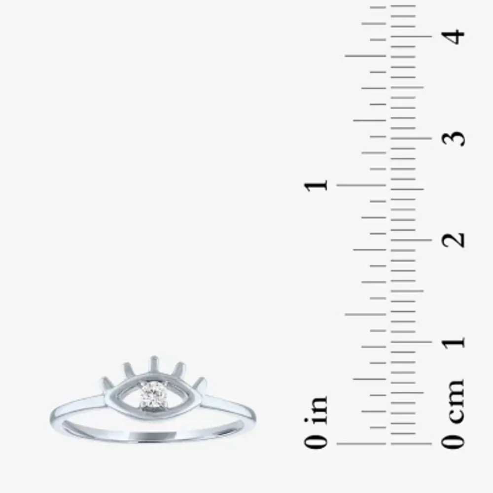 Diamond Addiction (G-H / Si2-I1) Womens Accent Lab Grown White 10K Gold Evil Eye Stackable Ring