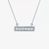 (G-H / SI2-I1) Diamond Addiction Womens 1/10 CT.T.W. Lab-Grown Diamond Bar Pendant Necklace